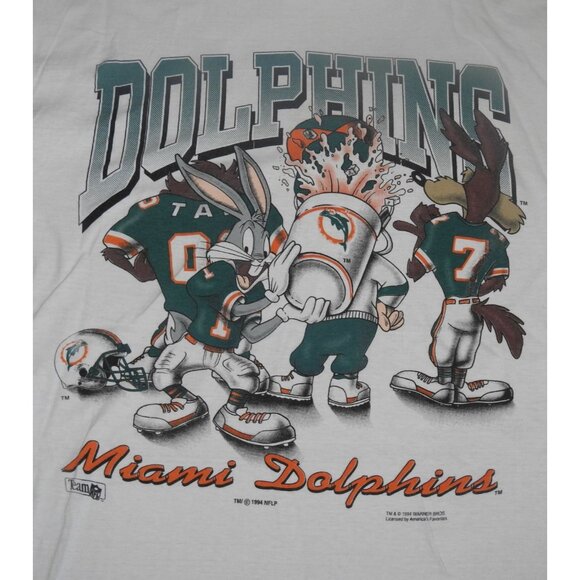 Vintage 1994 Miami Dolphins Looney Tunes Double Sided T-Shirt Men's Large - Picture 10 of 13